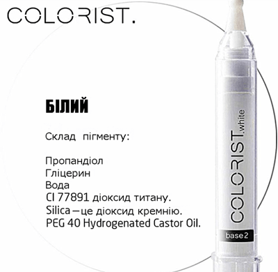 мінеральні пігменти COLORIST. склад білого пігменту діоксид титану CL77891.