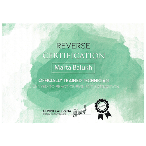 сертифікат МК Ярослави Фарах-REVERSE-OFFICIALLY TRAINED TECHNICIAN-2020р.