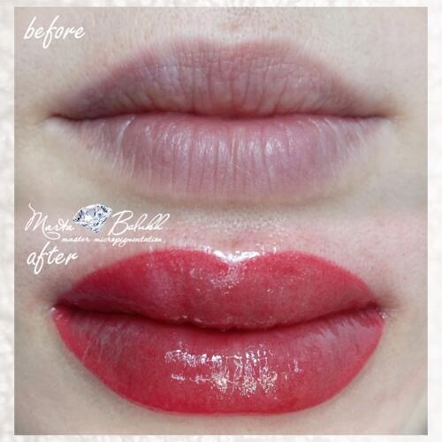 перманентний макіяж (татуаж) губ. акварельна техніка baby lips. виплавлення асиметрії губ. відновлення кайми кольору губ.